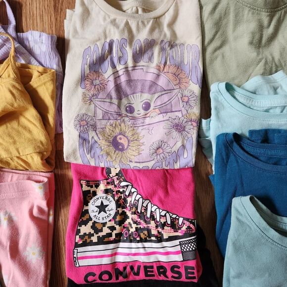 Girls Clothing Lot 16pc Sz Medium Sleeveless, Short Sleeve, Sweatshirts, Leggin - Picture 3 of 10